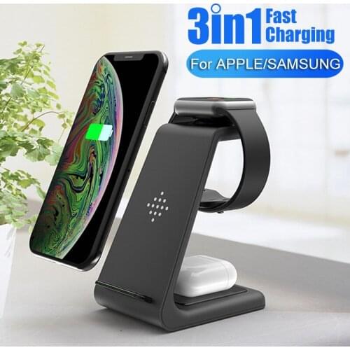 3 in 1 Wireless Charger 10W Fast Charge For iphone 11 Pro Samsung Charger Dock For Apple Watch Airpods Pro Wireless Charge Stand
