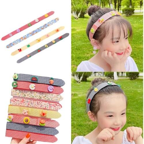 Girl Velcro Hairband Children Cute Cartoon Flower Bang Hairpin Sweet Acrylic Headband Broken Hair Artifact Kids Hair Accessories