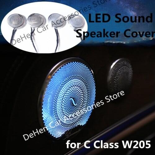 For Mercedes Benz C Class W205 2015-2020 LED Audio Sound Speaker Cover 3/12/64 Colors Trim Cover Case Emblem Cover 4Pcs/Set
