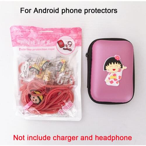 For Android Phone USB Data Cable Earphone Protector Management Cable Winder TPU Spiral Cord Protector With Earphones Case Bag