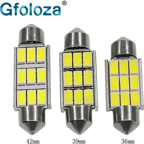 Gfoloza C5W Festoon LED Canbus Bulb Car Dome Map Reading Lagguage Light 36mm 39mm 42mm 5630 9SMD Lamps White 1PCS