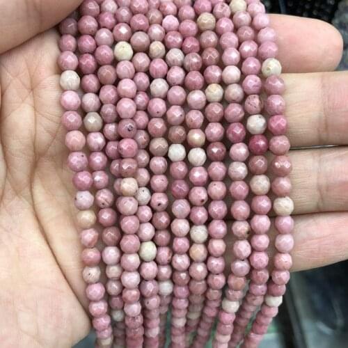 Natural Rhodonite Faceted Beads,Facted Stone Beads 4mm 6mm 8mm 10mm 12mm Gem Stone Jewelry beads,1of 15"strand