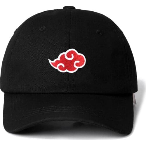New 100% Cotton Cap Japanese Akatsuki Logo Anime Naruto Dad Hat Uchiha Family Logo Embroidery Baseball Caps Black Snapback Hat