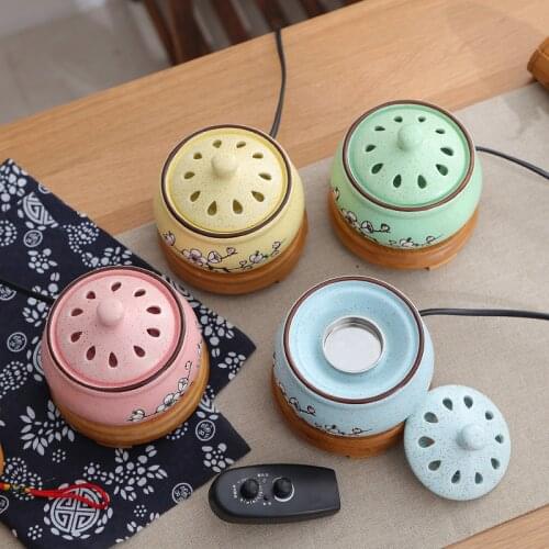 Cuet Ceramic Incense Burner Charcoal Electrical Hand Painted Wood Incense Holder Smoke Fountain Incensario Room Smell AC50NB