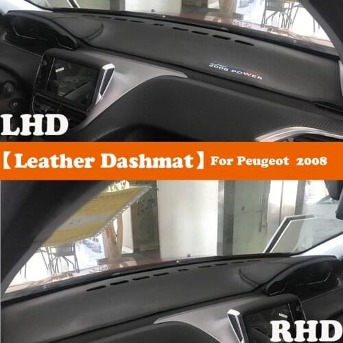 Leather Dashmat Accessories Car-Styling Dashboard Covers Pad Dash Mat Sunshade Carpet For Peugeot 2008 2013 2014 2015-2019