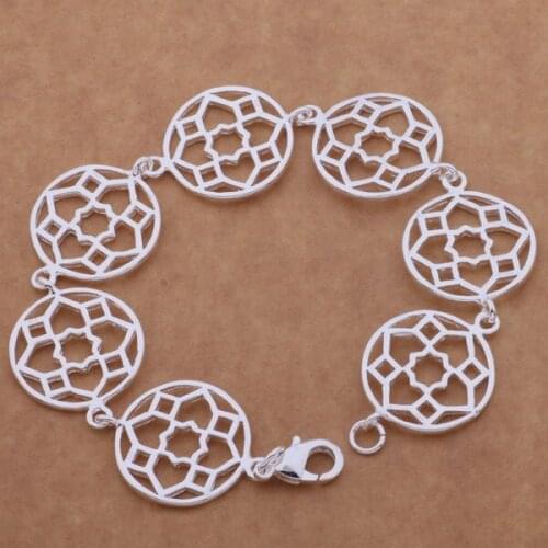 Beautiful fashion 925 sterling silver charm Bracelet Gorgeous jewelry grade circular disc /ayrajpya cldalcka AH084