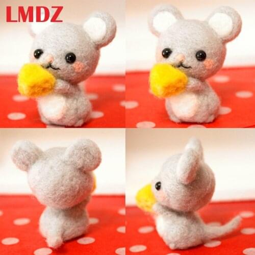 LMDZ 1Pcs Lovely Mice Mouse Handmade Animal Toy Doll Wool Needle Felt Poked Kitting DIY Wool Kits Package Non-Finished