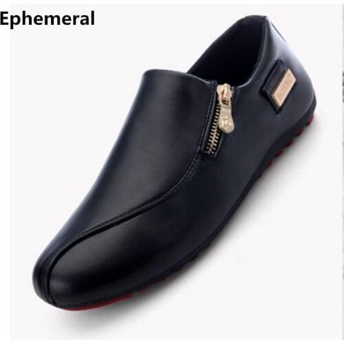 Flats Man Loafers Shoes Pointed Toe High Quality Big Size 46-39 Black White Orange Slip-on Pu Leather New Arrival 2018 Ephemeral
