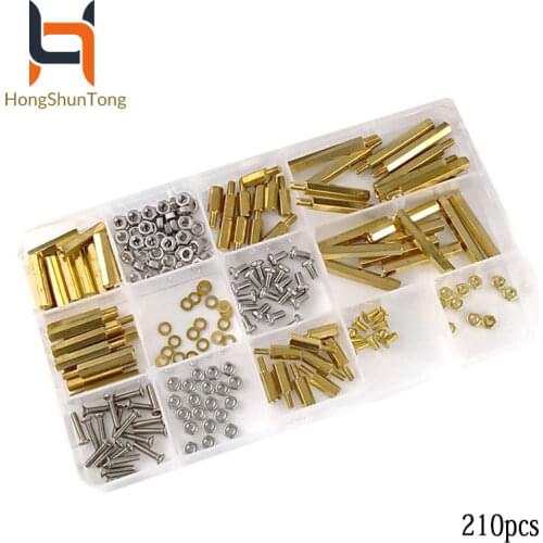 210 pcs/set Screws Kits Copper /Hex stud Standoffs Screw Nuts Suitable for all kinds of / Raspberry Pi 4 Model B/3B+/3B Project