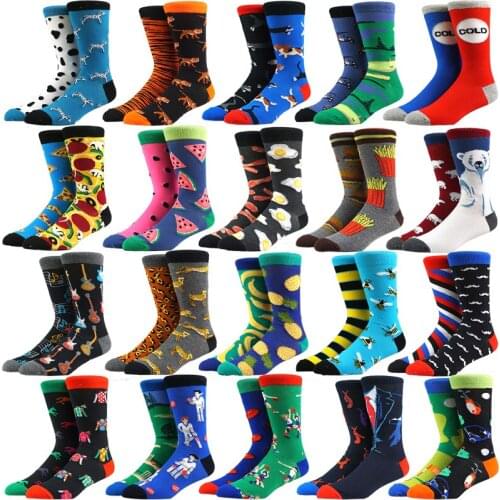 High Quality Combed Cotton Socks food Pattern Long Tube Funny Happy Men Socks Novelty Skateboard Crew Casual Crazy Socks