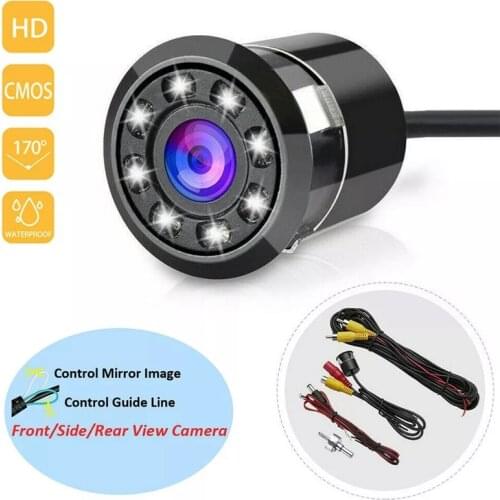 NEW-Car Rear View Camera 8-LED Round Back Up Camera 170 degree Rear Vision HD Night Vision Universal
