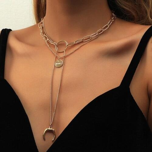 ORNAPEADIA 2021 New Hot-selling Jewelry Baby Pendant Layered Necklace for Women Ring Star and Moon Pendant Wholesale