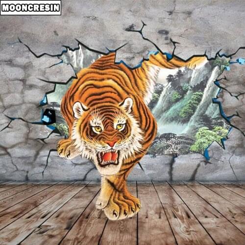 New Full Square 5D Diy Diamond Painting Animal Tiger Diamond Embroidery Cross Stitch Gift Rhinestone Mosaic Painting Decor Home