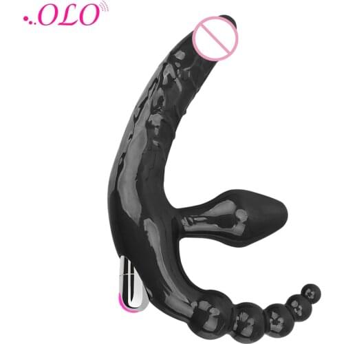 OLO Double-heads Strapless Dildo Vibrators Anal Plug Vibrator Anal Beads Prostate Massager for Women Couple Lesbian Sex Product