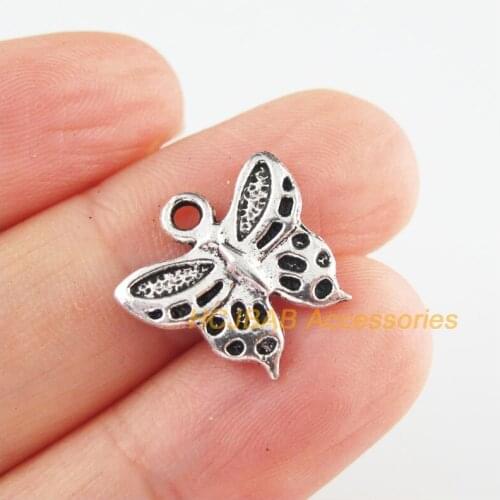 30 New Animal Charms Tibetan Silver Tone Butterfly Pendants 15x16mm