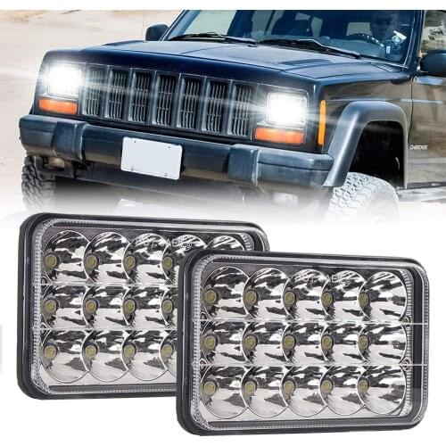 2Pcs Rectangular Replacement 4 x 6 Inch LED Headlights H4651 H4652 H4656 H4666 H6545 Compatible with Peterbilt Kenworth Freightl