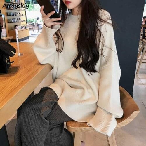 Pullovers Women Winter Autumn Loose Lovely O-neck Sweaters Korean Sweet OL Girl Knitted Tops Jumpers Female Ulzzang Daily Chic