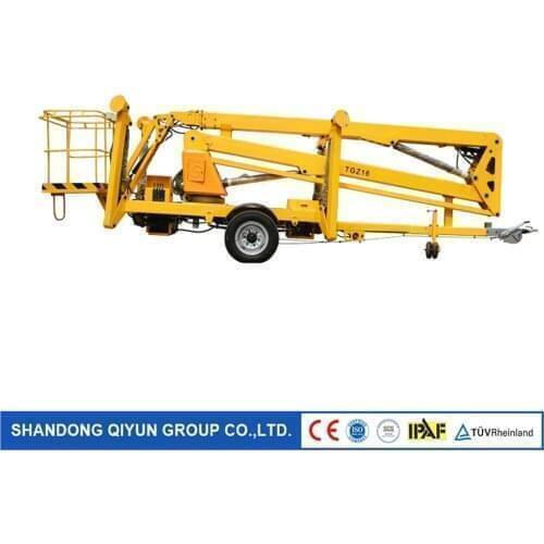 Qiyun CE ISO Diesel engine Battery BOOM LIFT towable vehicle mounted articulating boom lift hydraulic trailer