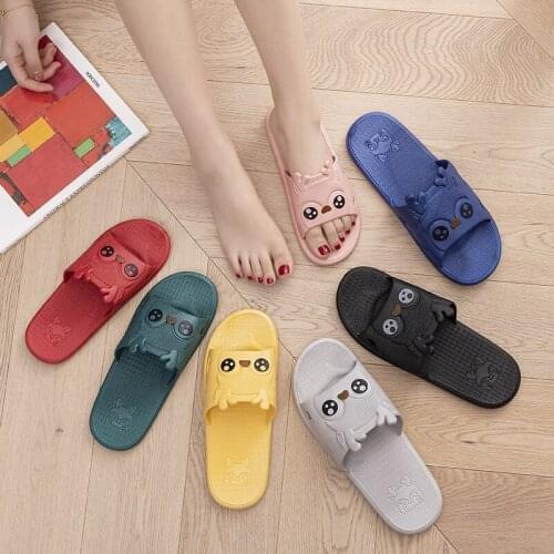 New summer slippers household couple PVC non-slip inflatable bottom bathroom slippers cartoon men and women sandals
