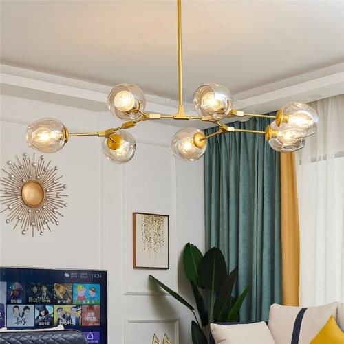 Modern LED Chandelier Lighting E27 Glass Lustre LOFT Dining Bedroom Bedroom Ball chandeliers Kitchen Fixtures Luminaire HangLamp