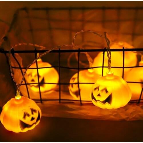 1.5m 10 LED Halloween String Lights Pumpkin Spider Bat Skull Light Horror Halloween Hanging Decoration for Home Party Supplies