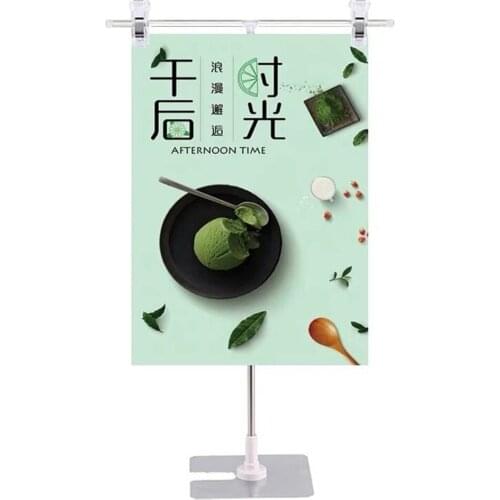 T Shape Adjustable Metal Poster Banner Sign Holder Store Counter Display Poster Stand With Clip For Market Store Shop