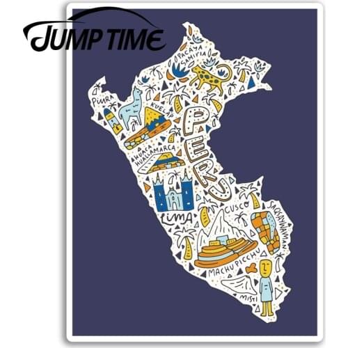 Jump Time for Peru Machu Picchu Map Vinyl Stickers Sticker Luggage Travel Camper Door Decal Waterproof Car Accessories