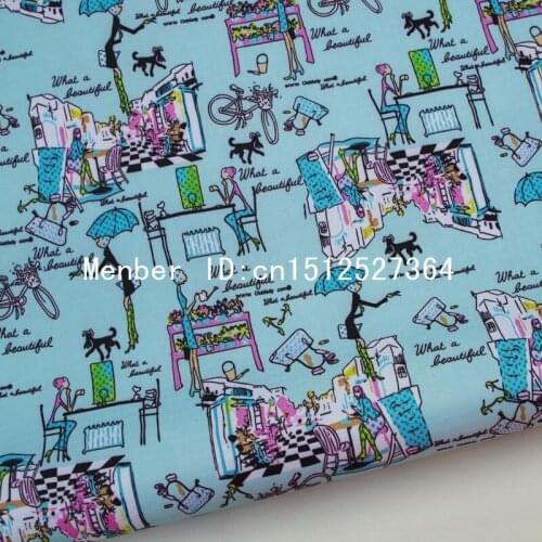 140cmx50cm PVC coated waterproof fabric - Beautiful Lady (blue) (WF298)