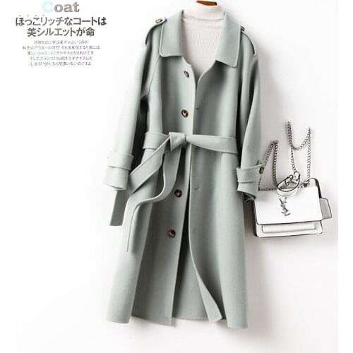 High Quality double face wool overcoat womens new autumn / winter mid length slim fit anti season pure wool woolen coat woman