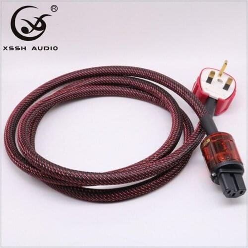 XSSH Hi-end 3 core Pure Copper IEC Female plug Male AC UK Shield 16mm power cord Wire Line