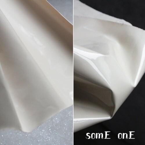 Mirror Shiny Patent Leather Beige Waterproof DIY Patches Cosplay Decor Props Bags Stage Coat Dress Designer Leather Fabric