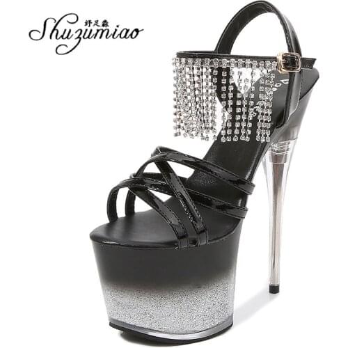 Women High Platform Sandals Wedding Bride Shoes Luxury Rhinestone Heels Ladies Red Heels Nightclub Stripper Shoes Sexy High Heel
