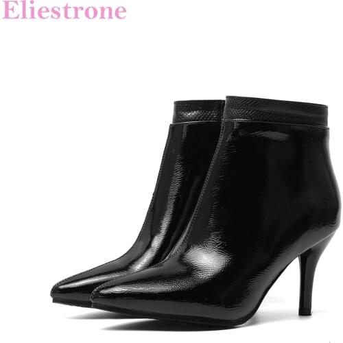 Winter Brand New Glamour Black Red Women Ankle Nude Boots Sexy High Heels Lady Shoes LS924 Plus Big Small Size 10 30 43 48