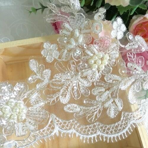 1meters Delicate 16cm Fabric Flower Venise Venice Beaded Guipure Wedding Lace Trim Applique Sewing Craft SC037