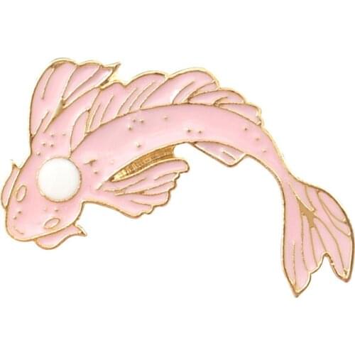 1PC Business Suit Costume Collar Skirt Cartoon Carp Hat Sweater Brooches Animal Bag Black and White Color Gold Fish Brooch