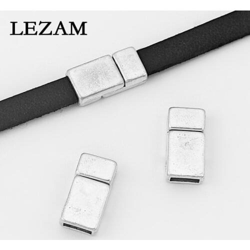 10 Sets Zinc Alloy Antique Magnetic Clasp For 5*2mm Flat Leather Jewelry Findings DIY Making