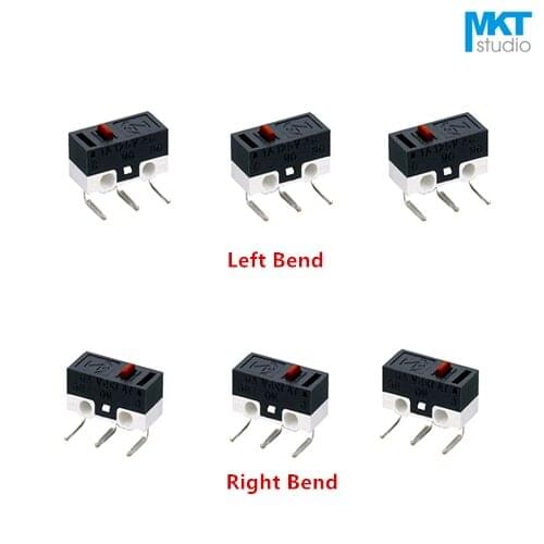 100Pcs Right Angle Bend 3 Pins Micro Snap-acting Mouse Switch Microswitch Right/Left