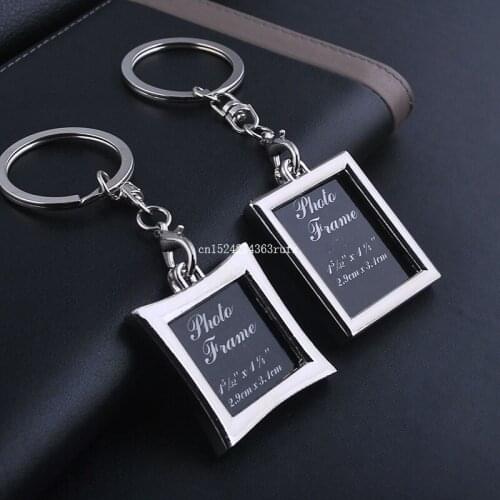 100pcs Mini Heart Square Round Oval Insert Photo Frames Keychain Picture Frame Key Chain Keyring For Lover Gifts