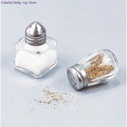 2pcs/set Doll House Miniature 1:12 Accessories Glass Seasoning Bottle Jar Set DIY