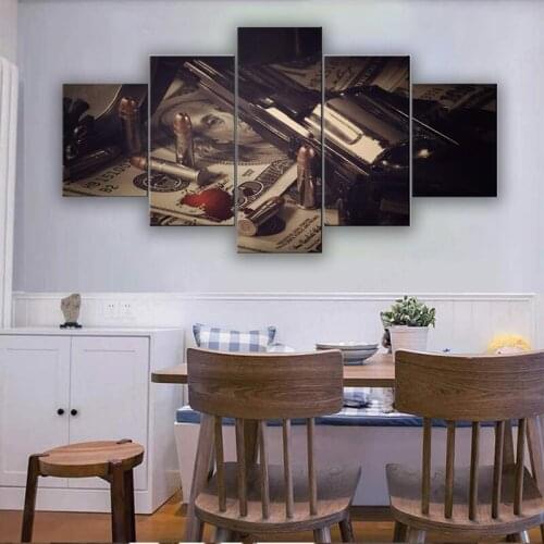 Gun Home Decor Handgun Artwork Canvas Paitings Native Ameirican House Art Pictuers 5Multi Piece Posters and Prints