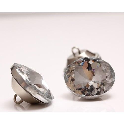 50PCS/pack) 30MM Crystal Upholstery Buttons with Metal Loop Base
