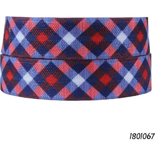 50 yards/lot) New arrival plaid printed elastic ribbon for Festive gift wrapped