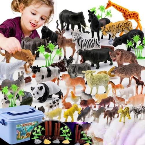 58 plastic horse and boy animal toys for childrens simulated forest zoo model tigers pandas sheep and animals