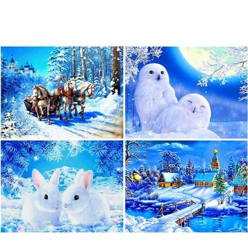 Diamond Painting Horse Animal Winter Snow Full Square Drill Cross Stitch Landscape Bead Embroidery Home Decor Mosaic New