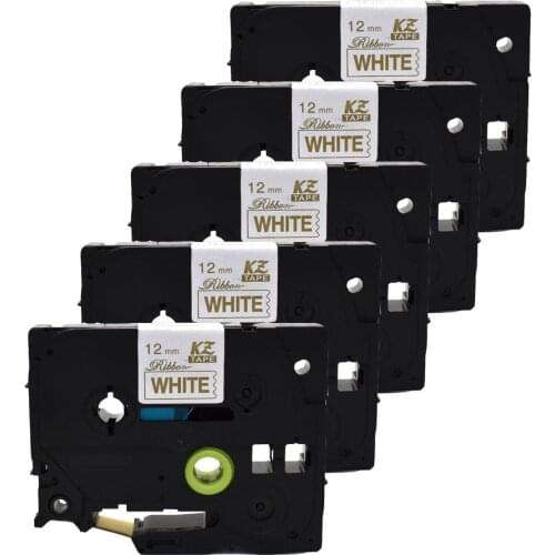 Satin Ribbon 12mm*4m Gold on White label tape TZe-R234 TZ-R234 for gift wedding Christmas Party for Brother P Touch printer