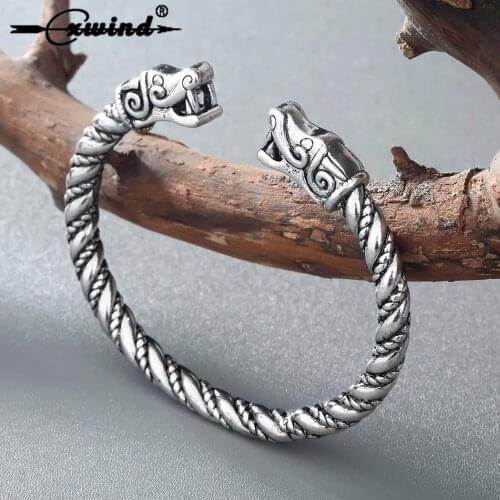 Cxwind Viking Animal Wolf Bracelets For Women Male Fashion Twisted Accessories Retro Dragon Bracelets Wristband Cuff Bangles