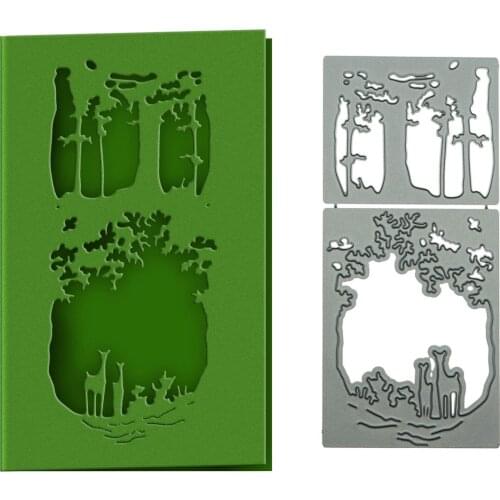 Deer In Forest Pattern Envelope Cover Cutting Dies Scrapbooking For Congratulation Invitation Card Border Cutter Craft Mold