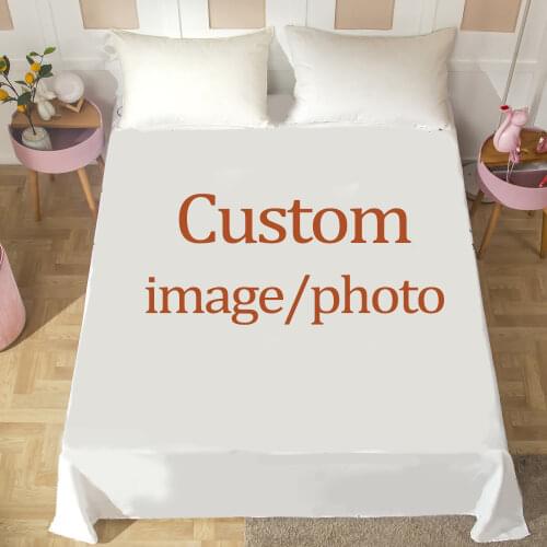 Customized LOGO Photo Cartoon Image Flat Sheets Soft Bedding Sheet Bed Sheet Bedding Linen for King Size Kids Gift Bed Cover