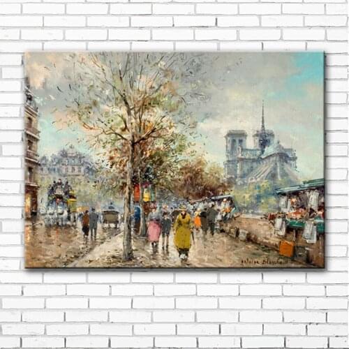 Impression figure street tree light scenery canvas printings oil painting printed on canvas wall art decoration picture no frame