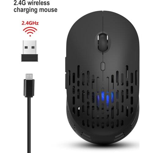 Computer Mouse Luminous Hole Mouse 2.4G Single-mode Rechargeable Wireless Mouse Mute 600 MAh Battery PC Mouse Pad